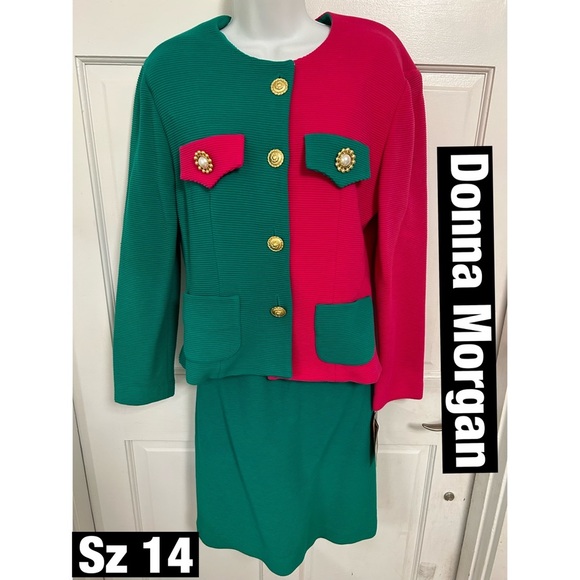 Donna Morgan, Sz 14 Vintage 1980 2 Piece Set. Blazer and Skirt with all … - Picture 1 of 7